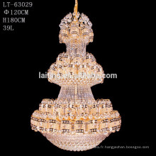 Le lustre accrochant de grand pendentif de l&#39;hôtel LED s&#39;allume avec des boules en cristal de K9